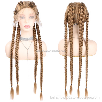 30 inch Braided Synthetic Lace Front Wig for Black Women Cornrow Lace Wigs with Baby Hair Box Braid Wig 613 Color